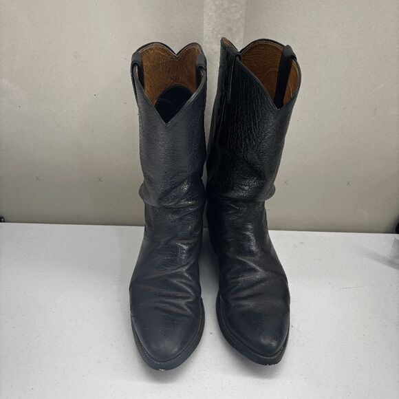 Justin 1132 Limited Black Leather Western Roper Boots Men’s Size US 9 D - Picture 1 of 9